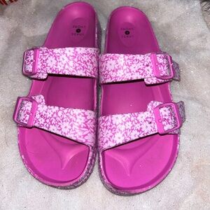 Pink floral sandals
